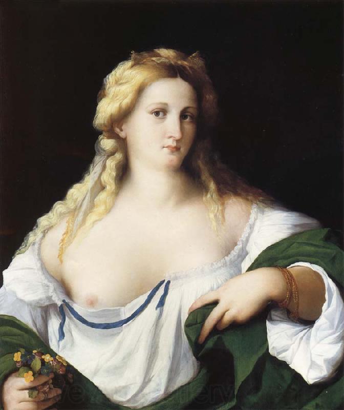 Palma Vecchio Portrait of a Young bride as Flora Norge oil painting art